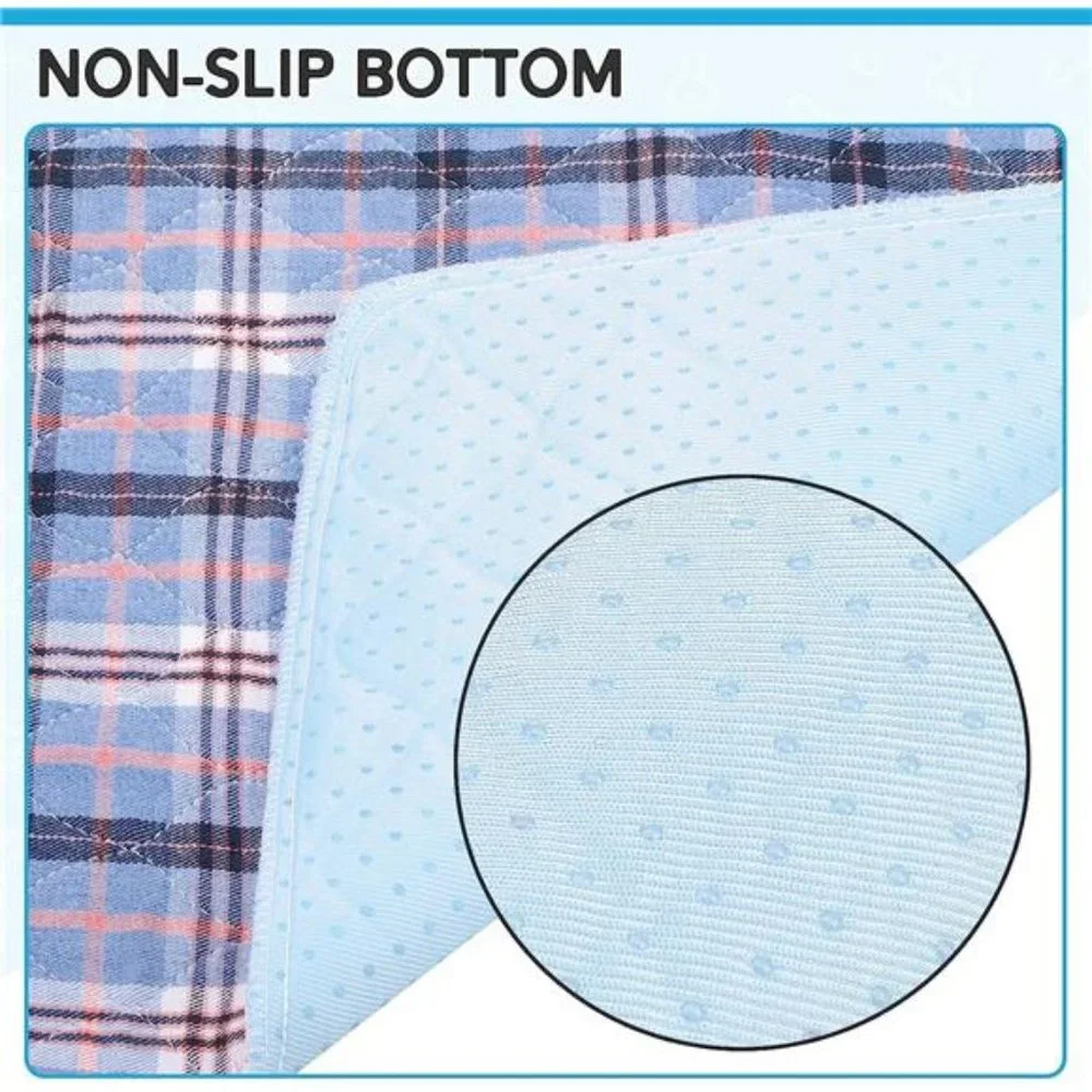8Pcs Washable Reusable Non-Slip Pee Pads for Dogs, Light Blue Plaid, 18